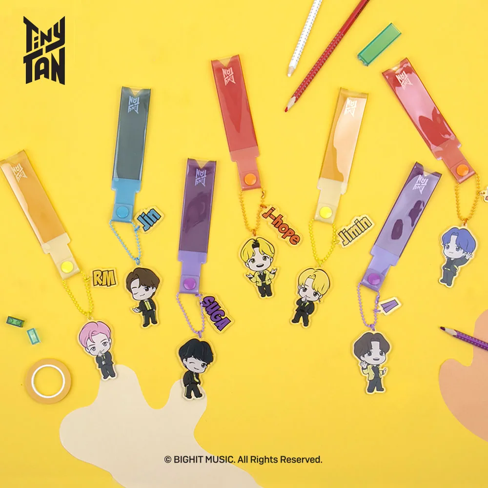 Tiny TAN ACRYLIC STRAP KEYRING OEM 제작 사례